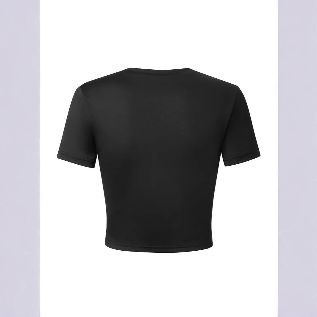 Damen Crop-Shirt mit inspirierendem Statementdruck Drune