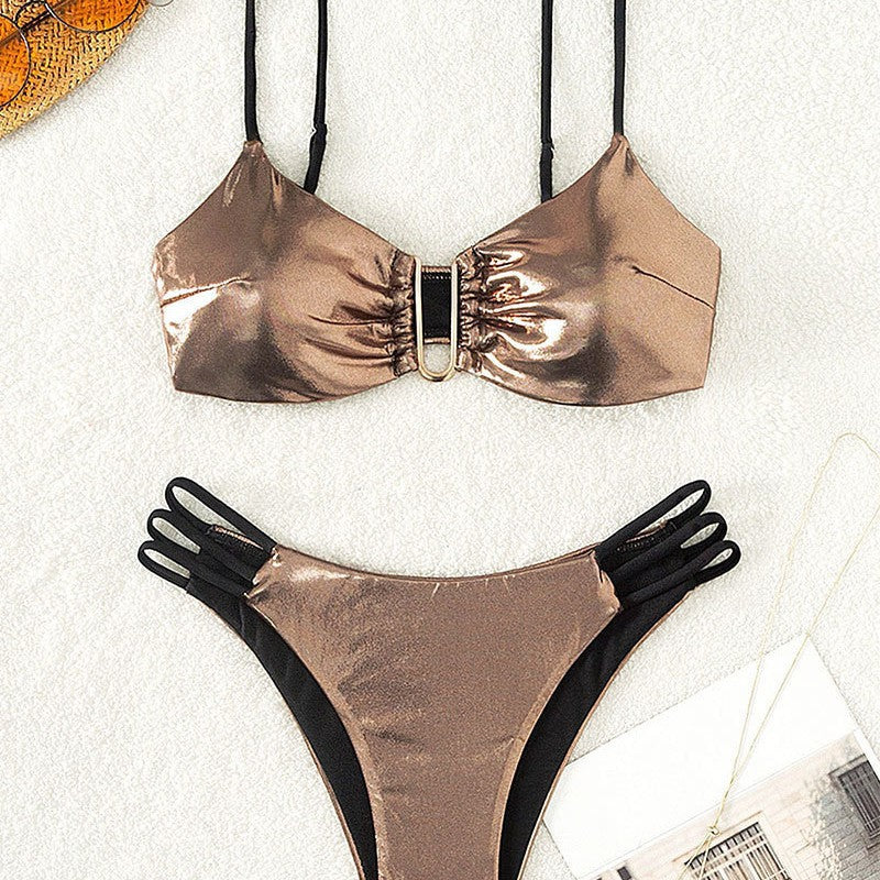 Damen Bikini mit elegantem Schnitt und modischen Trägerdetails Drune