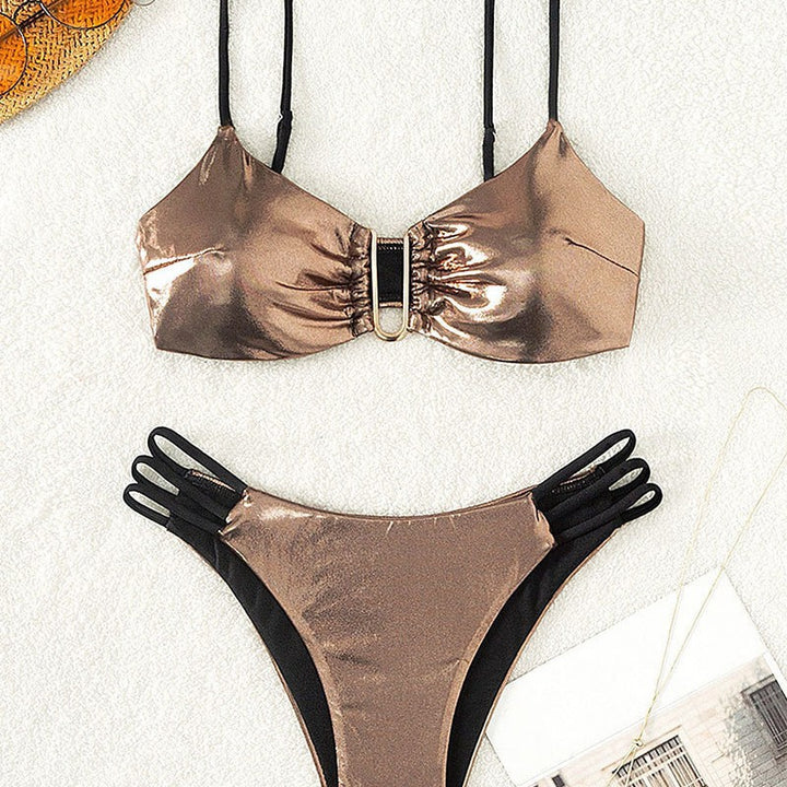 Damen Bikini mit elegantem Schnitt und modischen Trägerdetails Drune