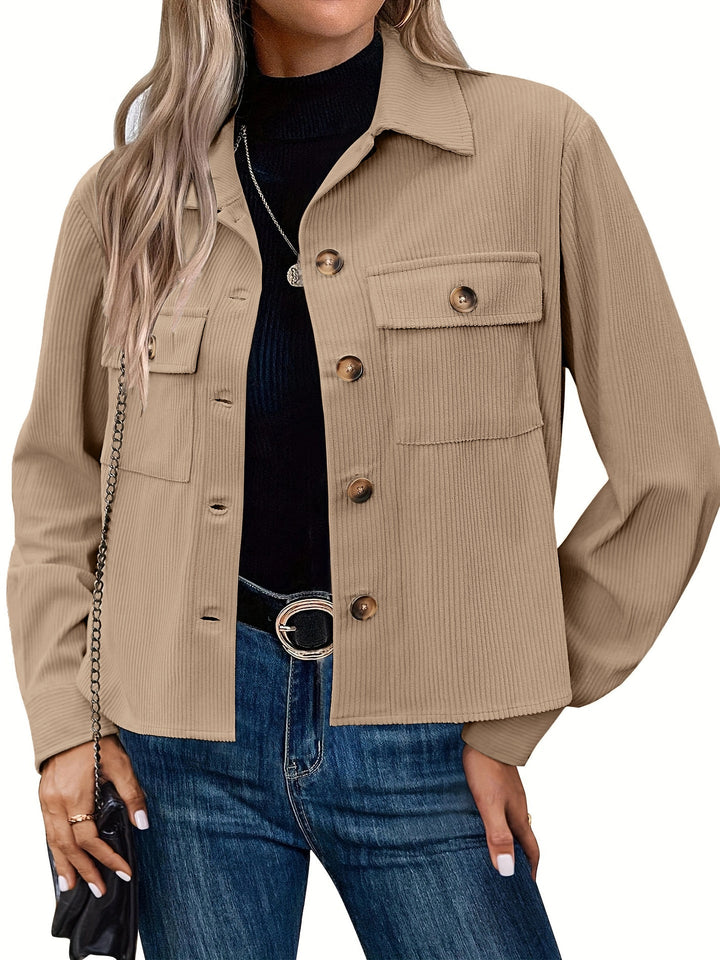 Damen Cordjacke mit zwei Brusttaschen Drune