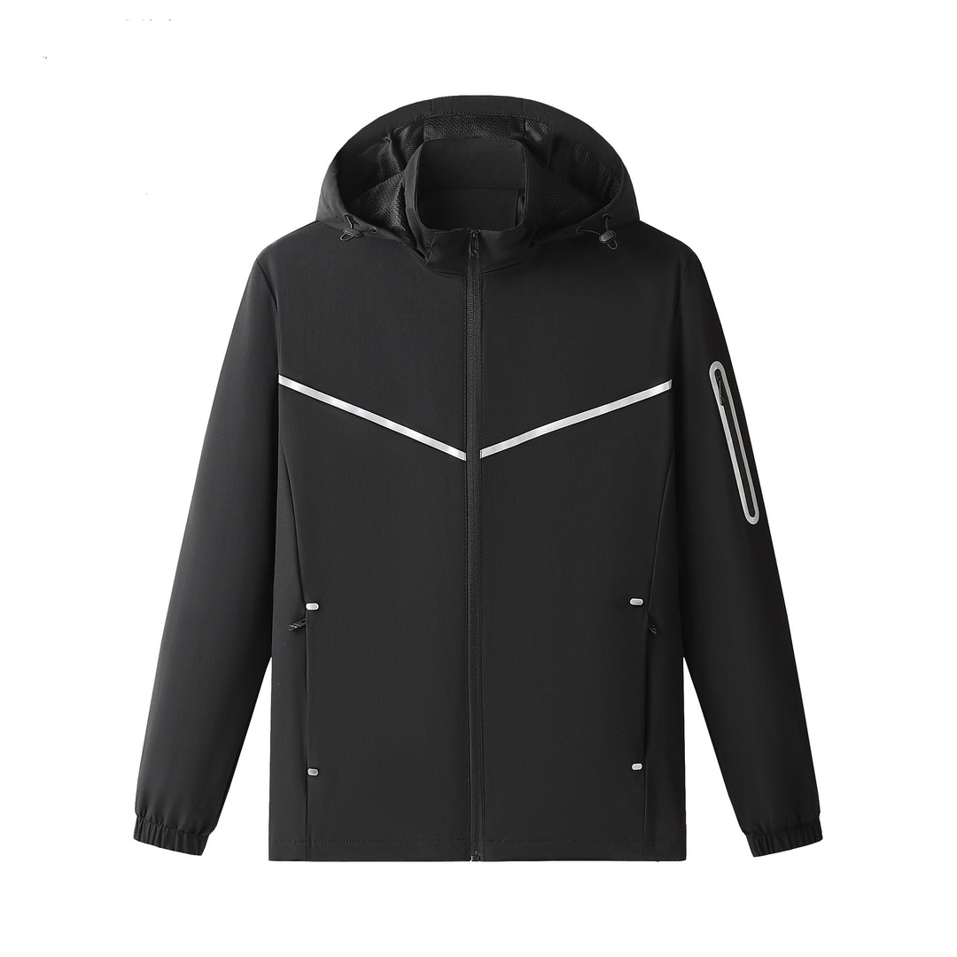 Herren Leichter Atmungsaktiver Softshell-Trainingsanzug mit Kapuzenjacke & konischer Trainingshose Drune