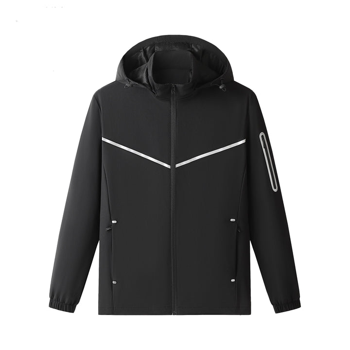 Herren Leichter Atmungsaktiver Softshell-Trainingsanzug mit Kapuzenjacke & konischer Trainingshose Drune