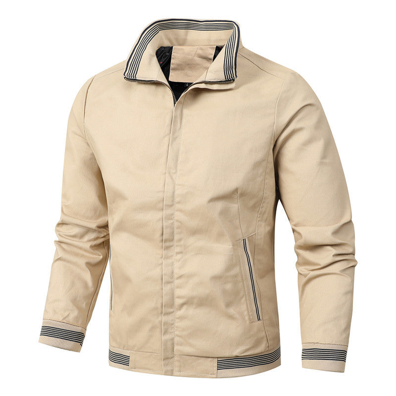 Herren nan sportlich-urbane Harrington-Jacke mit gestreiftem Stehkragen und verdeckter Druckknopfleiste Drune