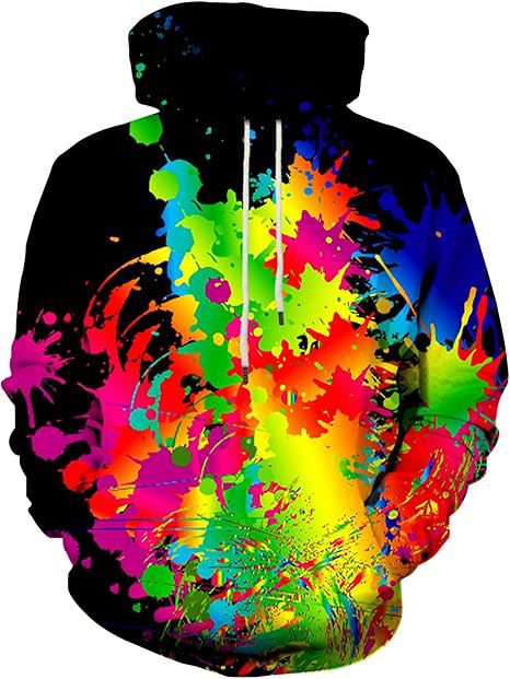 Damen Farbenfroher Hoodie mit kreativen Spritzmotiven Drune