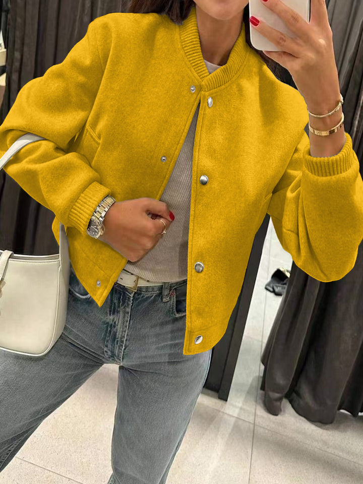 Damen Kurzjacke im Bomberstil aus Teddyfleece mit Rippbündchen Drune
