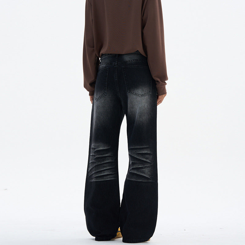 Damen Superweite Baggy-Jeans mit Schlüsselanhänger-Chain und bodenlanger Palazzo-Silhouette Drune