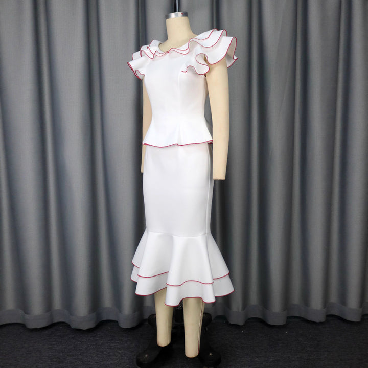 Damen elegantes Kleid mit innovativem Rüschendesign Drune