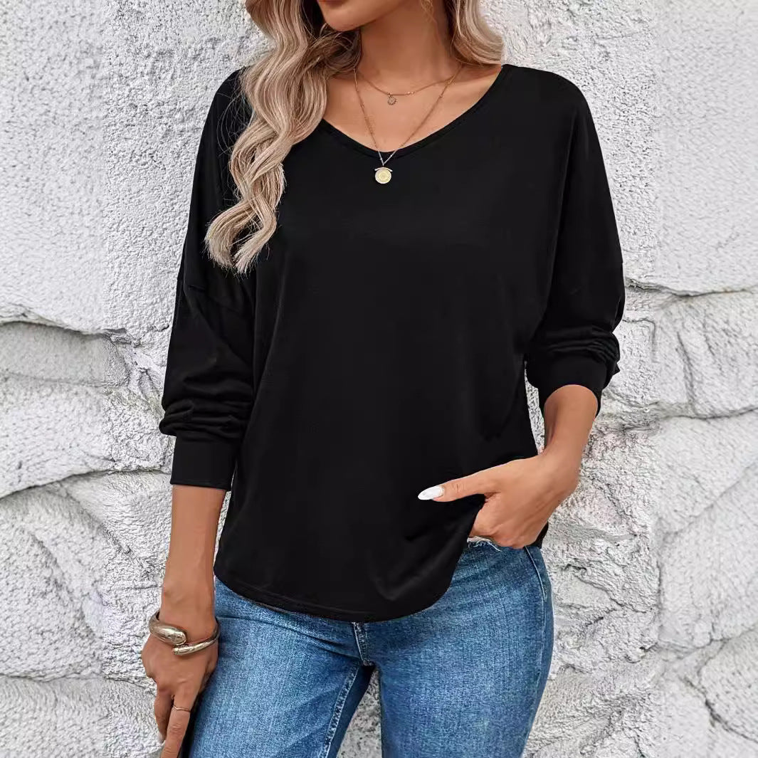 Damen Langarm T-Shirt mit dekorativem Häkelrücken Drune