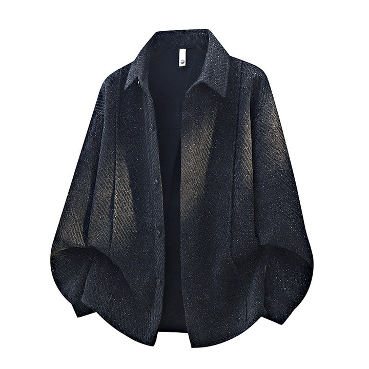 Damen großzügig geschnittene Overshirt-Jacke mit Hemdkragen und strukturierter Musteroptik Drune