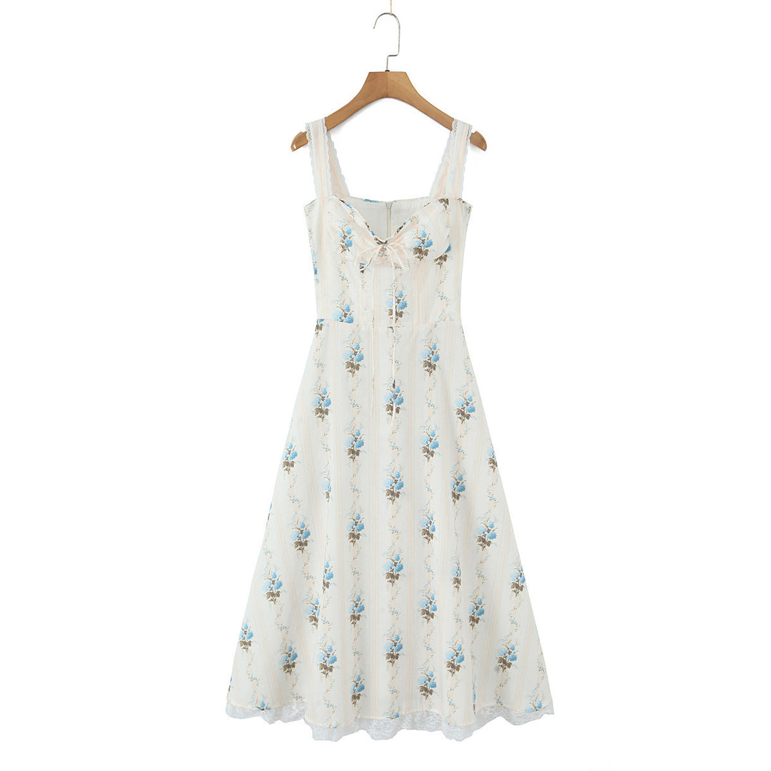 Damen Blumenkleid mit eleganter Spitzenverzierung Drune