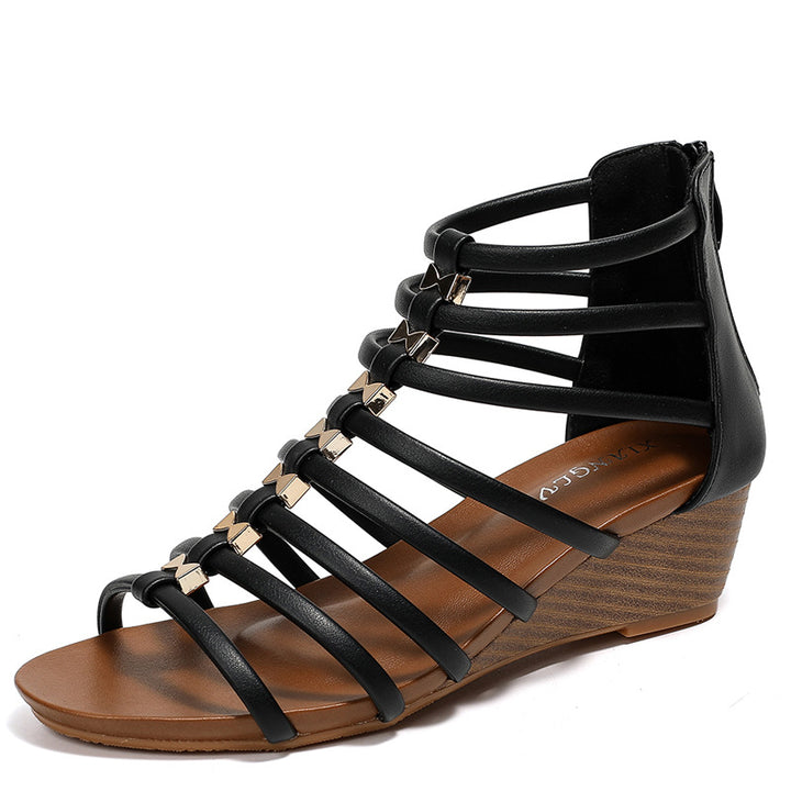 Damen Riemchen-Wedgesandalen mit eleganten Schmuckdetails Drune