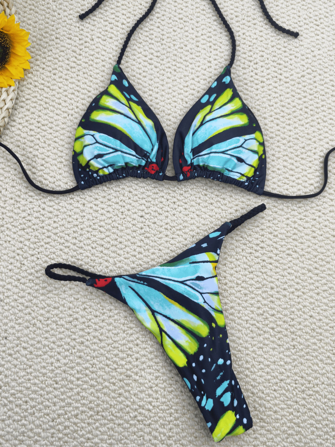 Damen Bikini-Set mit trendigem Schmetterlingsdesign und verstellbaren Bändern Drune
