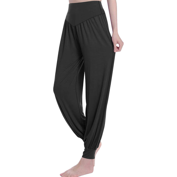 Damen Locker geschnittene Harem-Yoga-Hose mit hohem Bund und Elastikabschluss Drune