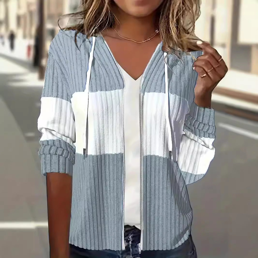 Damen Urbaner Strickjacke mit Reißverschluss und Kapuze Drune