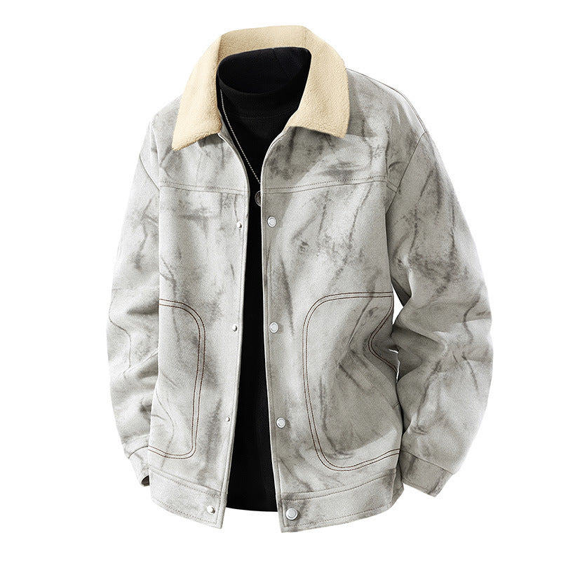 Herren Lässige Jeansjacke mit warmem Futter Drune