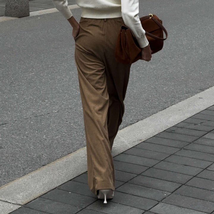 Damen Weite Cordhose mit Falten Drune