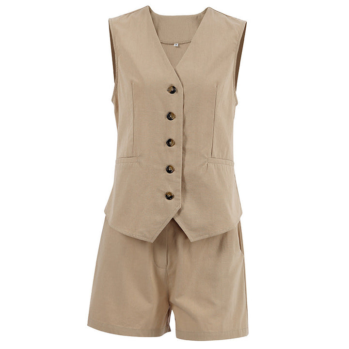 Damen modischer ärmelloser Blazer mit Shorts Drune