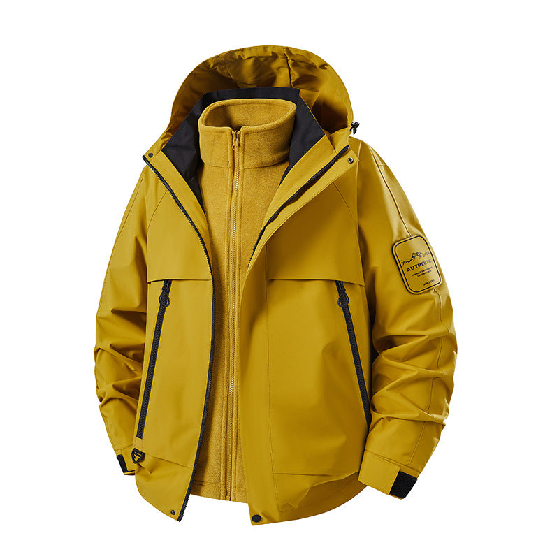 Herren multifunktionale Wasserfeste Softshell-Regenjacke mit abnehmbarer Fleece-Innenjacke Drune