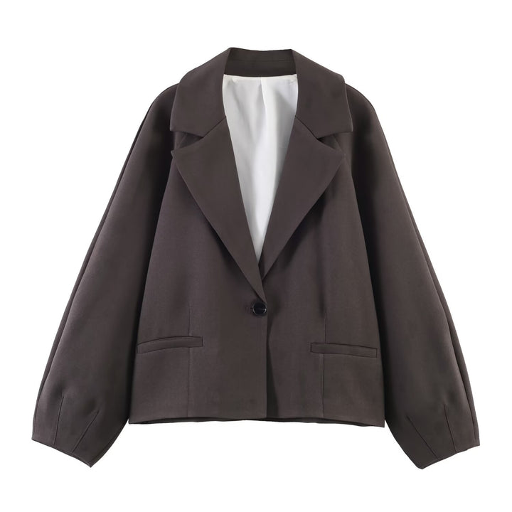 Damen Cropped Boxy-Blazer mit weitem Ballonärmel Drune