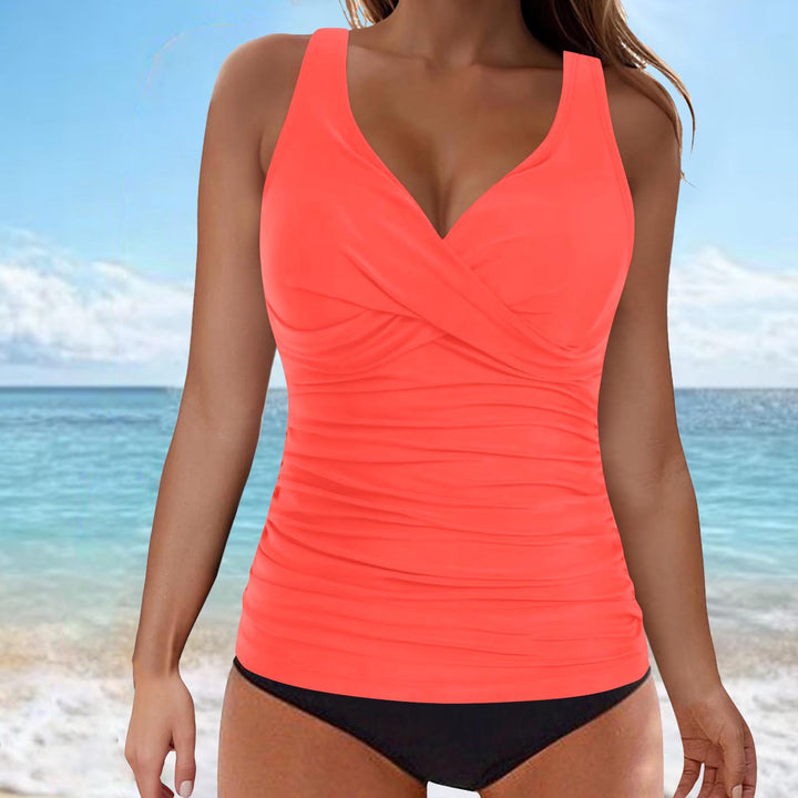 Damen Wickel-Tankini-Oberteil mit figurbetonendem Schnitt Drune