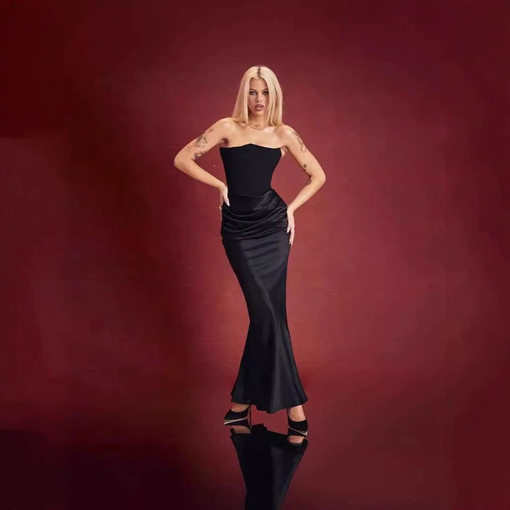 Damen elegantes, figurbetontes Abendkleid mit raffiniertem Taillendetail Drune