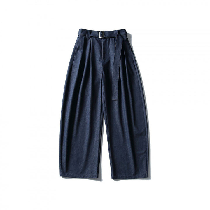 Damen Ballon-Hose mit weitem Bein, hohem Bund und Bindegürtel Drune