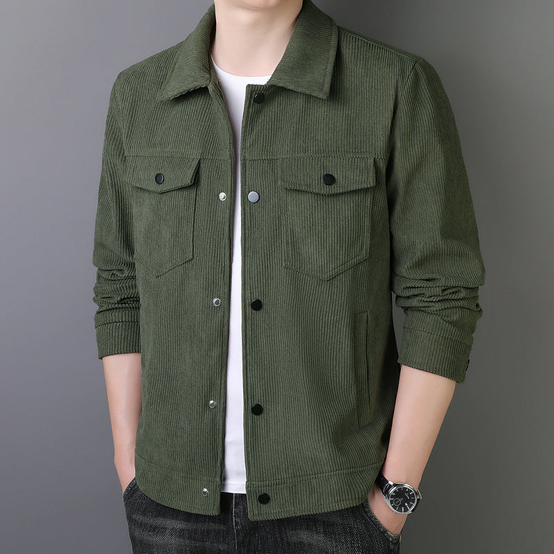 Herren Cordjacke im Truckerstil mit Druckknopfleiste Drune