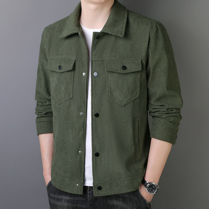 Herren Cordjacke im Truckerstil mit Druckknopfleiste Drune