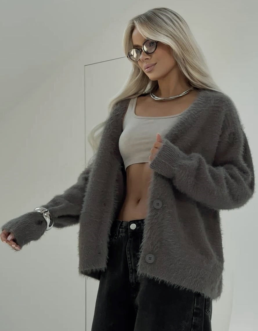 Damen Kuscheliger Strickjacke mit modernen Knopfdetails und lässigem Schnitt Drune
