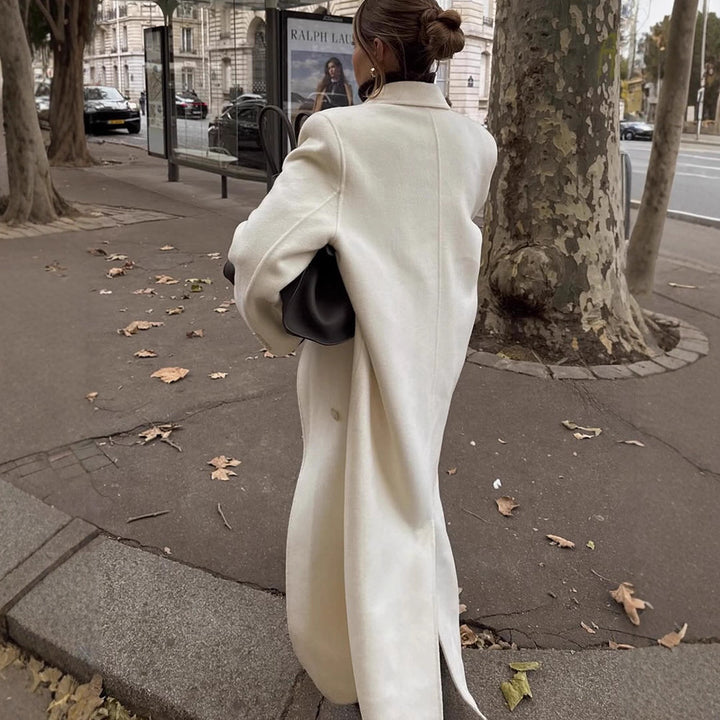 Damen Maxilanger doppelreihiger Wollmix-Mantel mit Oversize-Schnitt und Reverskragen Drune