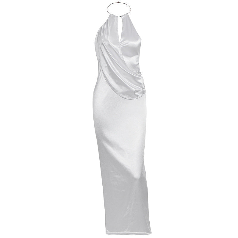 Damen Elegantes Maxikleid mit gerafftem Oberteil und hochwertigem Satinfinish Drune