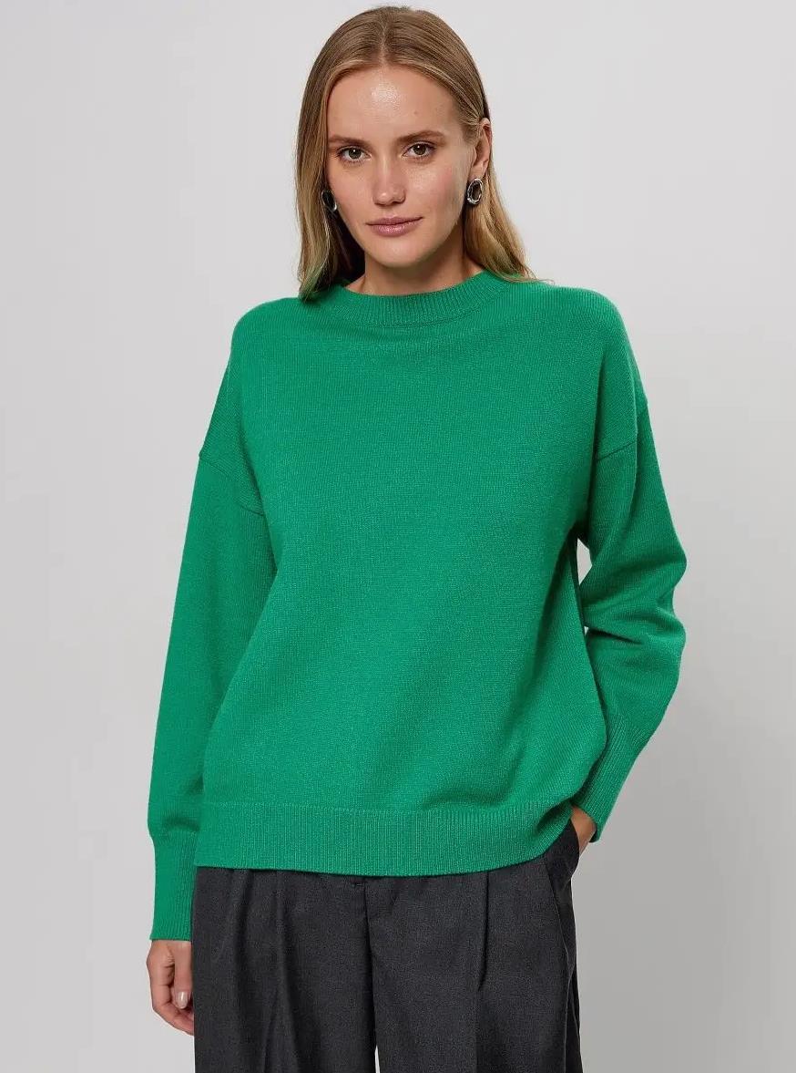 Damen Bequemer und eleganter Strickpullover mit überschnittenen Schultern und Rippenbündchen Drune