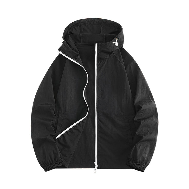 Damen Winddichte Sportjacke mit verstellbarer Kapuze