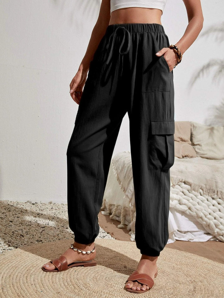 Damen Cargo-Jogginghose mit elastischem Bund, Kordelzug und aufgesetzten Taschen Drune