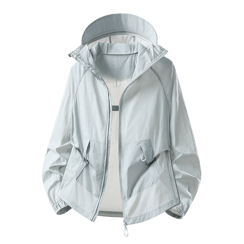 Damen Leichte winddichte Kapuzen‑Übergangsjacke mit verstellbarer Kapuze, Zwei‑Wege‑Reißverschluss & praktischen Klappentaschen Drune