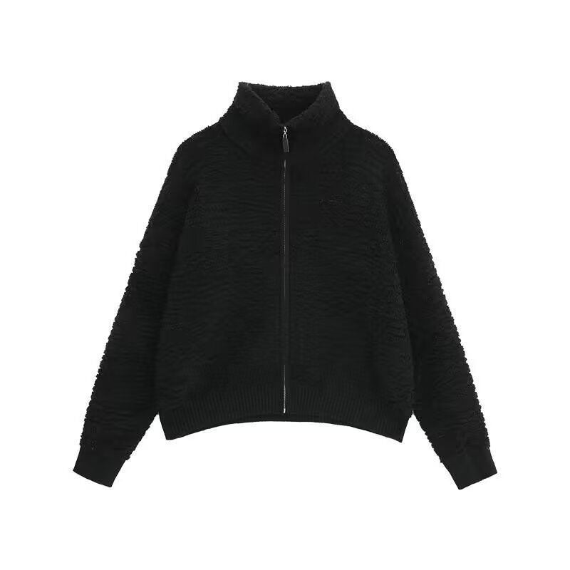 Damen Hochwertiger Strickpullover mit Stehkragen und Reißverschluss Drune