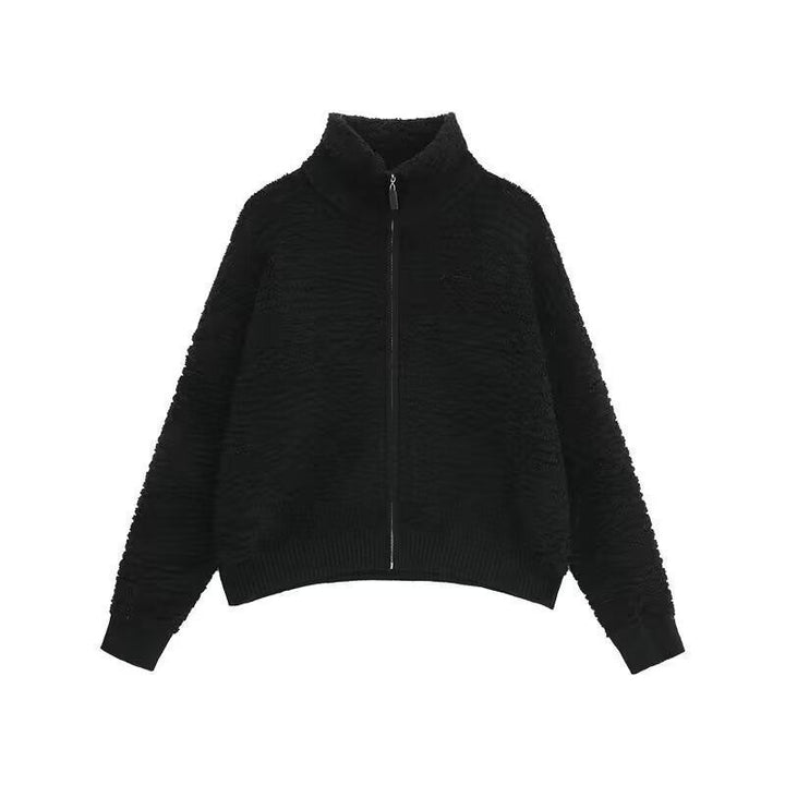 Damen Hochwertiger Strickpullover mit Stehkragen und Reißverschluss Drune
