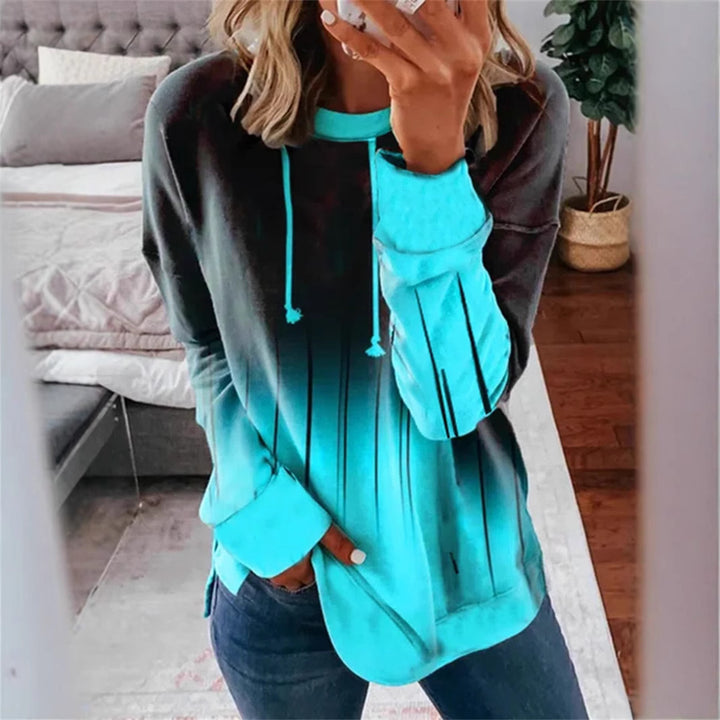 Damen nan Relaxed-Fit Kapuzen-Sweatshirt mit Ombre-Effekt, Kordelzug, abgerundetem Saum und seitlichen Schlitzen Drune