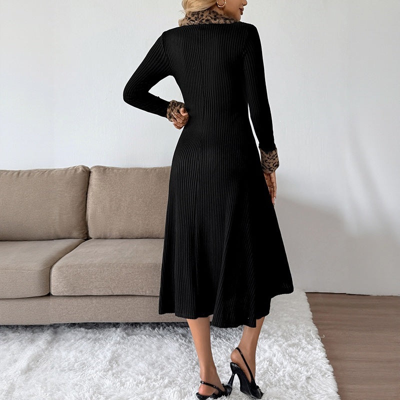 Damen Elegantes Maxikleid mit Leoparden-Akzenten Drune