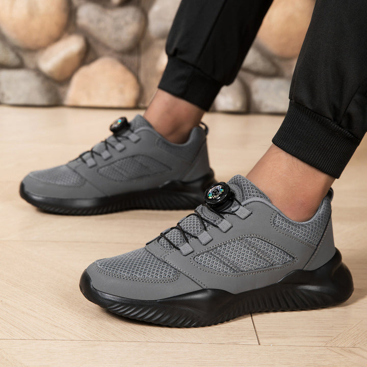 Herren Sportlicher Mesh-Oberflächen Sneaker mit Drehverschluss-Schnürsystem und stoßdämpfender Leichtsohle Drune