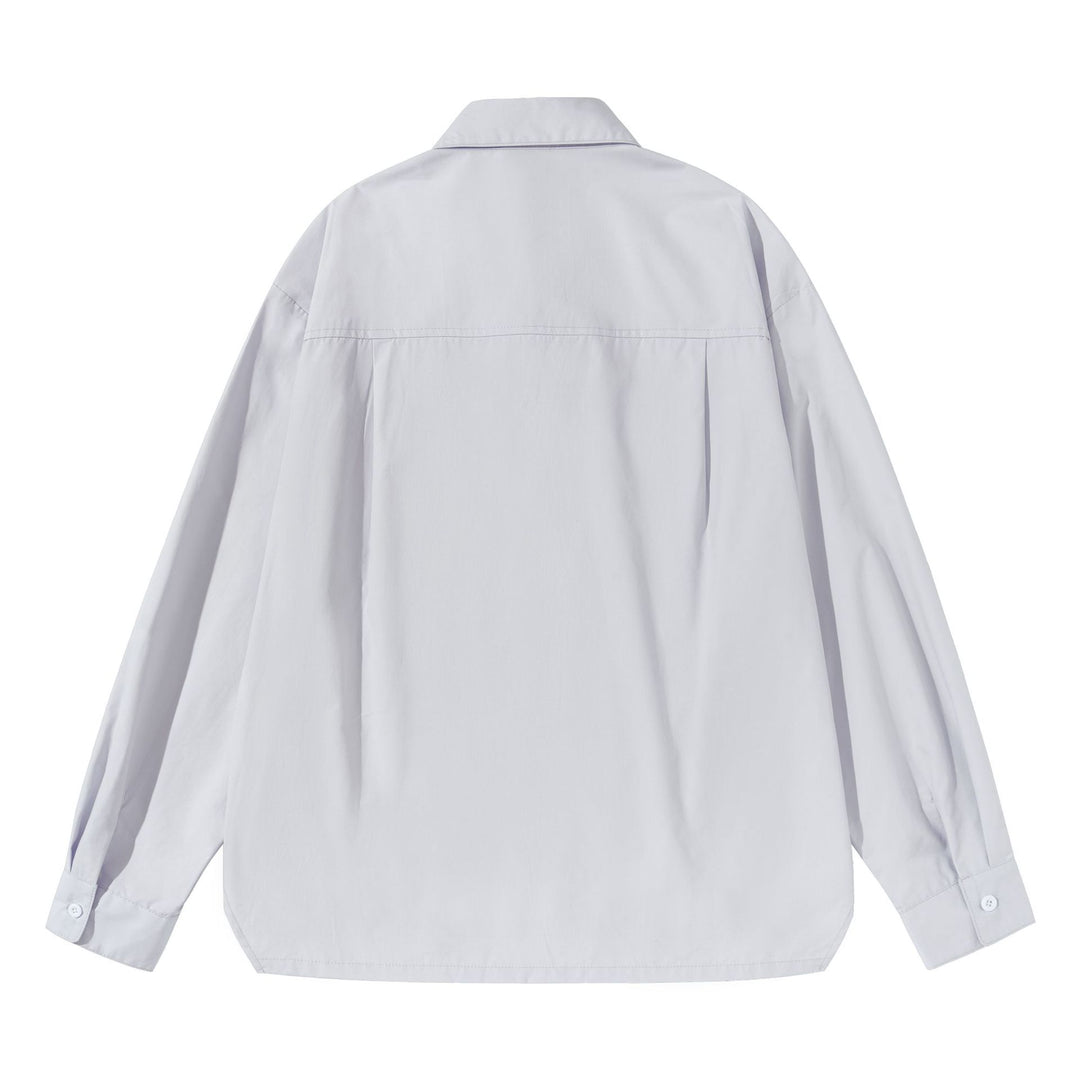 Damen Oversize‑Boxy‑Hemdbluse aus leichter Baumwollmischung mit Brusttasche Drune