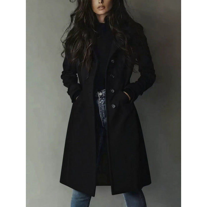 Damen Longline Wollmix-Mantel mit tailliertem Schnitt, Reverskragen und Pattentaschen Drune