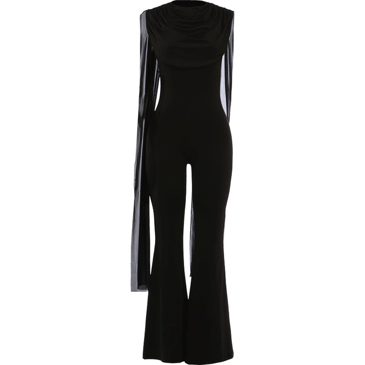 Damen Eleganter Jumpsuit mit Drapierung und weiter Beinführung Drune