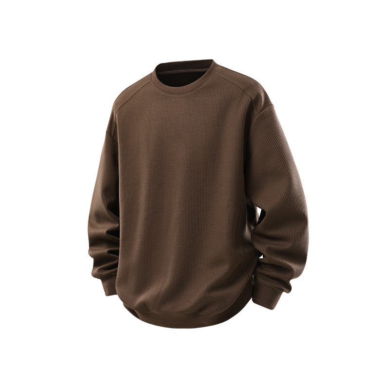 Herren Waffelstrick Rundhals‑Sweatshirt mit relaxed Fit und gerippten Bündchen Drune