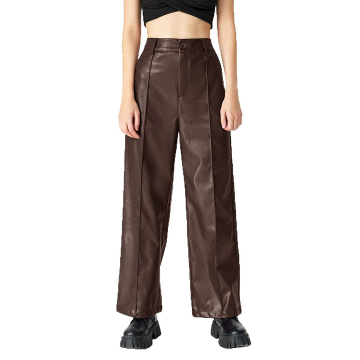 Damen Elegante Kunstlederhose Drune