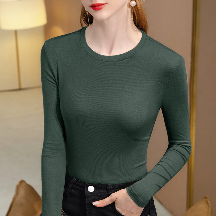 Damen zeitloses Langarmshirt aus hochwertiger Baumwolle mit figurbetonter Passform Drune