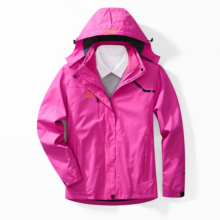Herren zweilagige wasserdichte Outdoorjacke mit Fleecekragen und Kapuze Drune