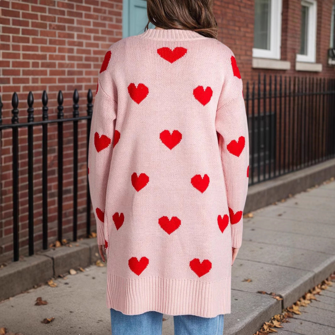 Damen Strickjacke mit Herzmuster und praktischen Taschen Drune