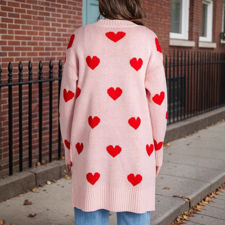 Damen Strickjacke mit Herzmuster und praktischen Taschen Drune