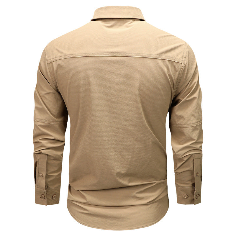 Herren nan strukturiertes Overshirt aus atmungsaktivem Ripstop mit zwei Klappbrusttaschen Drune